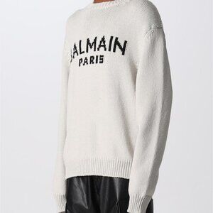 Balmain Men's White Cable Knit Sweater - Size M Like New